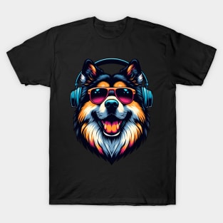 Eurasier Smiling DJ with Vibrant Sound Waves T-Shirt